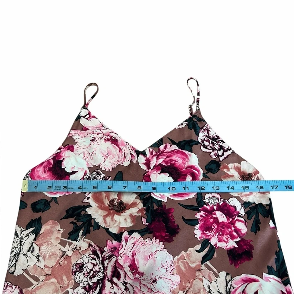 Victoria’s Secret Silky Mauve Floral Cami Sleep Top Tulip Hem Womens Sz Small